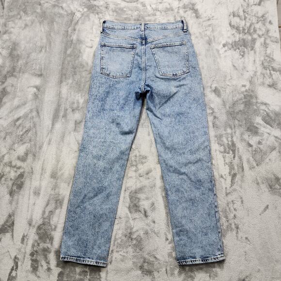 Old Navy Jeans Womens 6 Blue Distressed Ripped Extra High Rise Sky Hi Straight - Picture 4 of 15